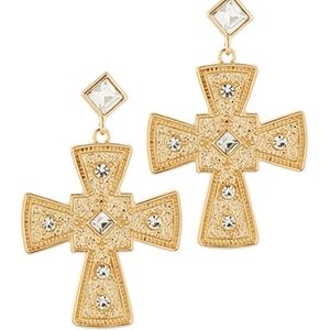 Jewel Accent Antique Cross Earrings